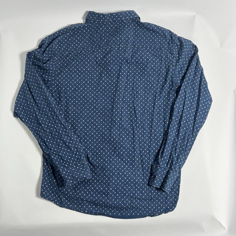 American Rag Cie Men's Blue Floral Woven Cotton Button-Up Shirt LS Pockets L - Picture 5 of 7